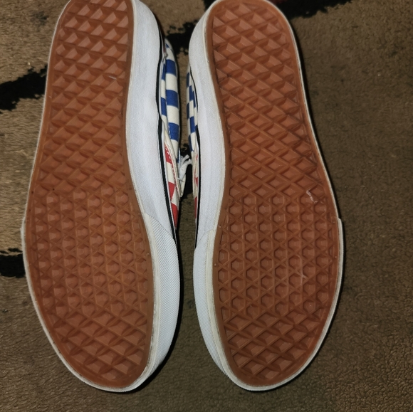 Vans red white and blue checkered slip ons - Picture 2 of 4